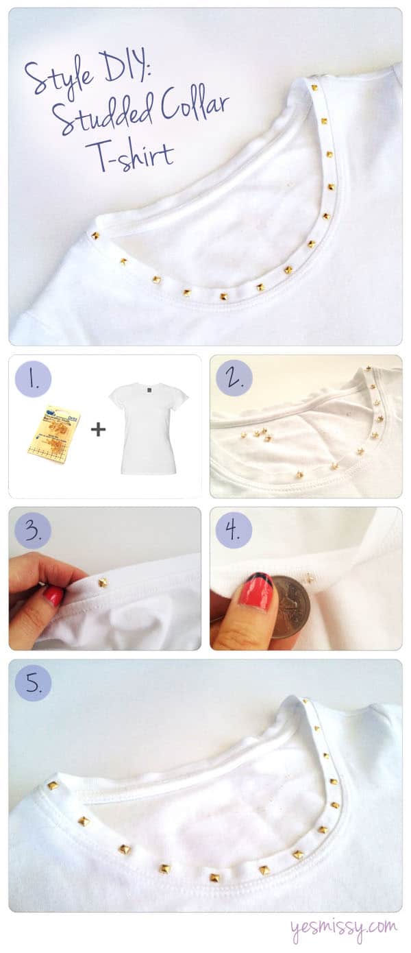 Style DIY: Studded Collar White T-shirt