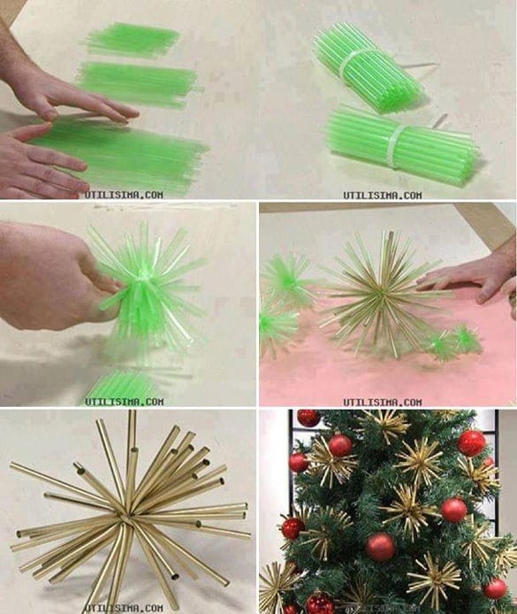 12 Days of DIY Christmas Ornaments: Paper Straw Ornament #Christmas #DIY