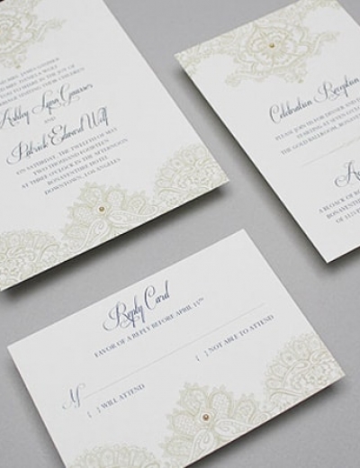 Free Template: Lace & Pearls Wedding Invitation Set