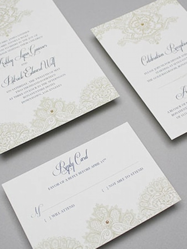 Free Template: Lace & Pearls Wedding Invitation Set
