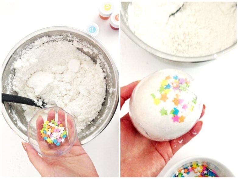 DIY Bath Bombs with Rainbow Sprinkles