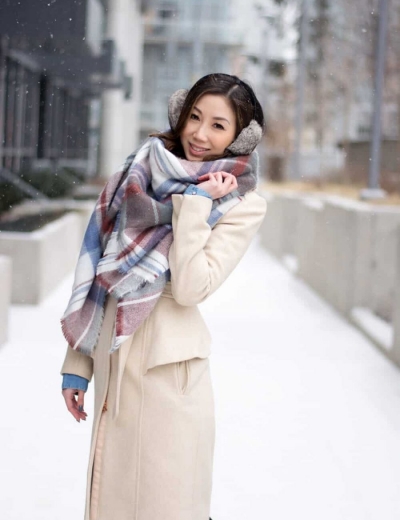 Winter Look: Blanket Scarf & Long Wool Coat