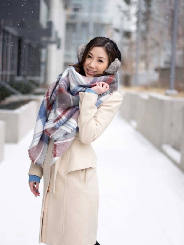 Winter Look: Blanket Scarf & Long Wool Coat