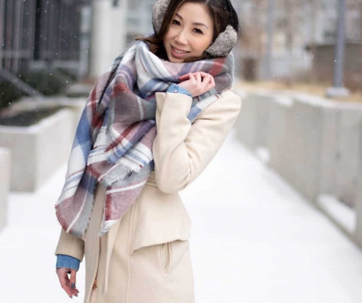 Winter Look: Blanket Scarf & Long Wool Coat