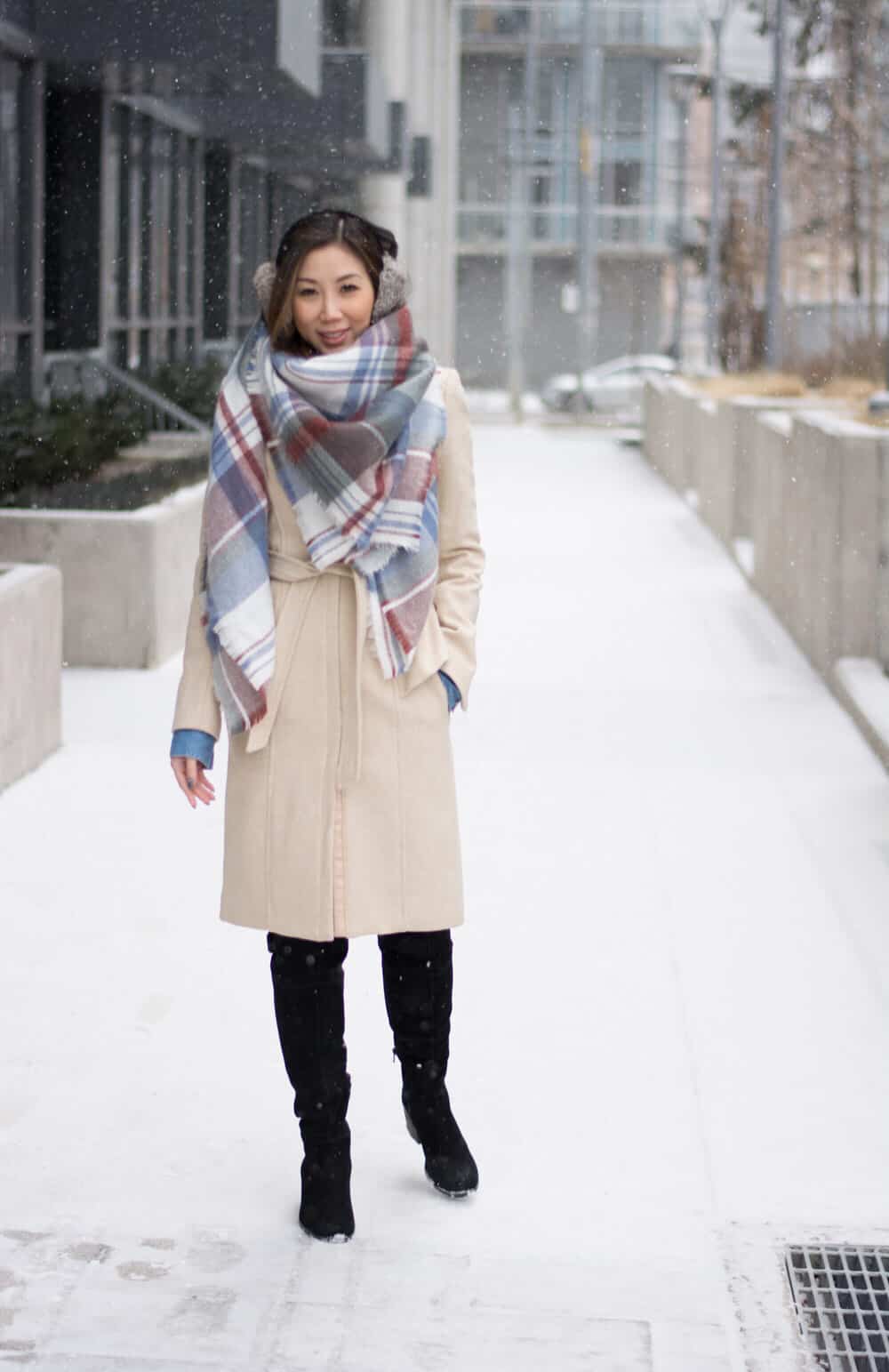 Winter Look: Blanket Scarf & Long Wool Coat  Ways to wear a scarf, Winter  looks, Long wool coat