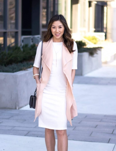Pretty in Pink: Long Vest and Pencil Dress