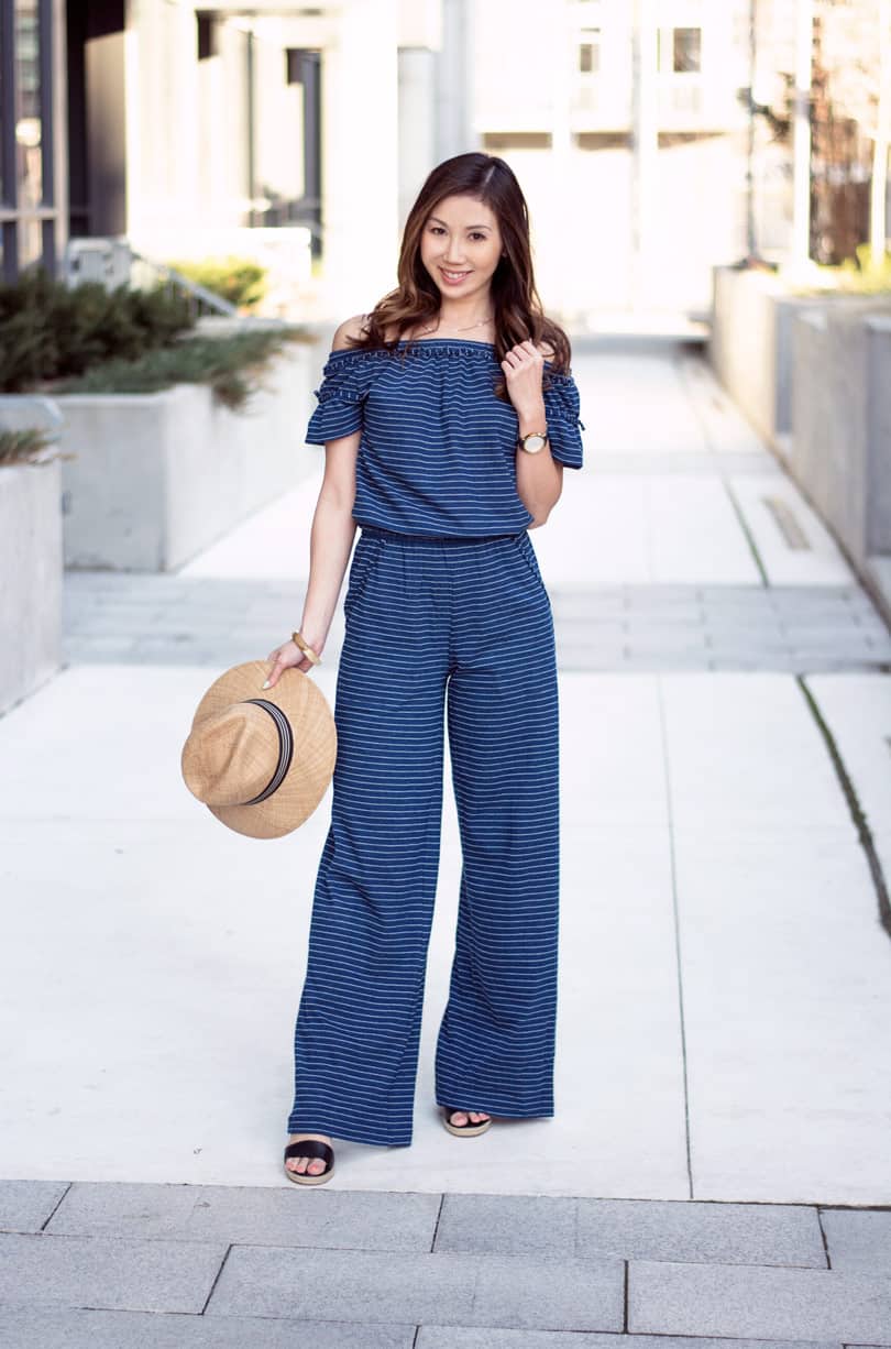 Horizontal cheap striped jumpsuit