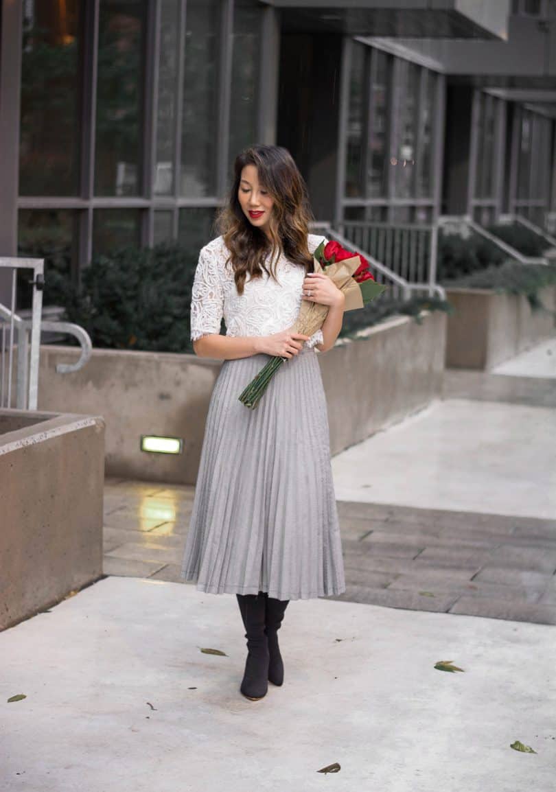 midi skirt boots outfit