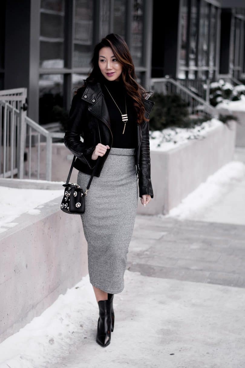 White and clearance grey pencil skirt