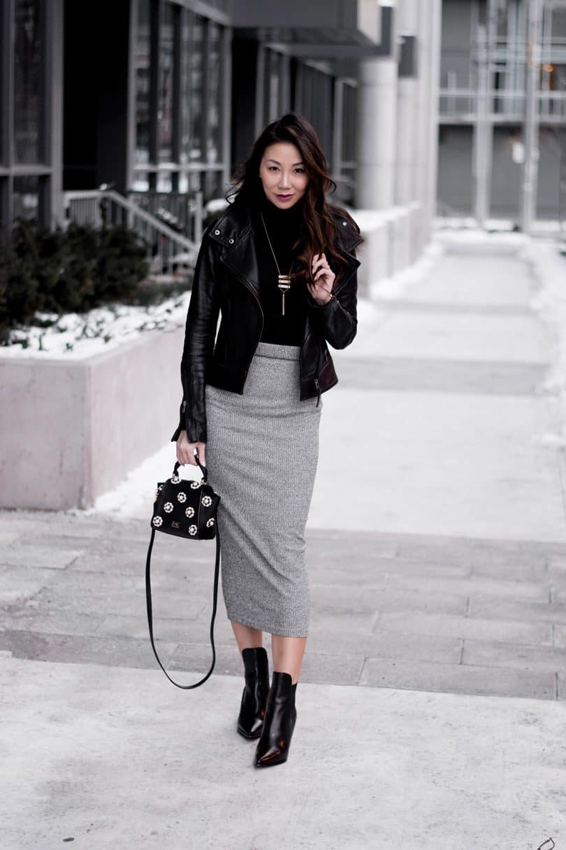 Gray skirt black outlet jacket