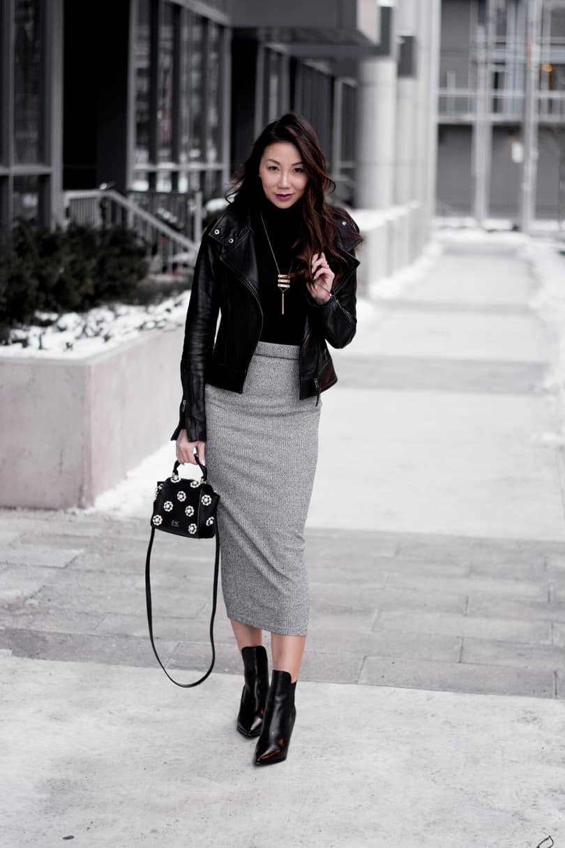 OOTD: Minimalist Style in Leather and Grey - YesMissy