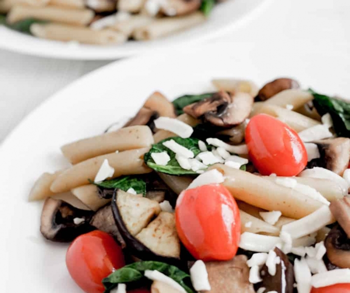 Summer Pasta Recipe: Cremini Mushroom and Eggplant Parmesan Pasta