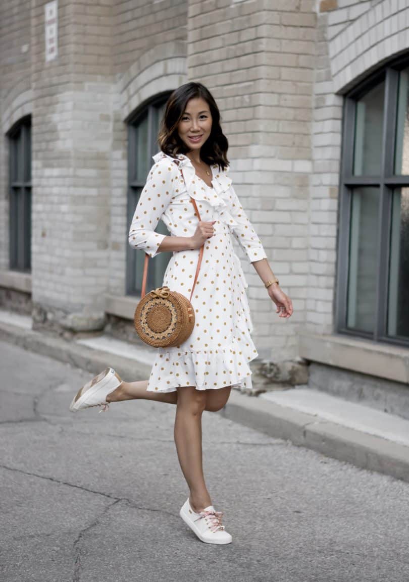 white keds with dress