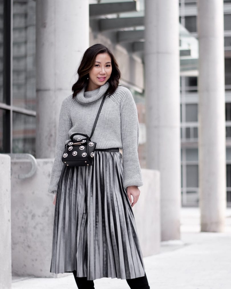 Grey pleated clearance skirt in winter