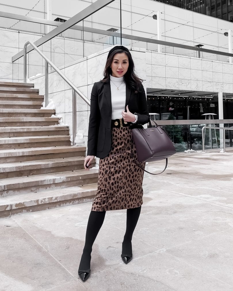 summer office look with khaki pants and white button down leopard clutch  YESMISSY - YesMissy