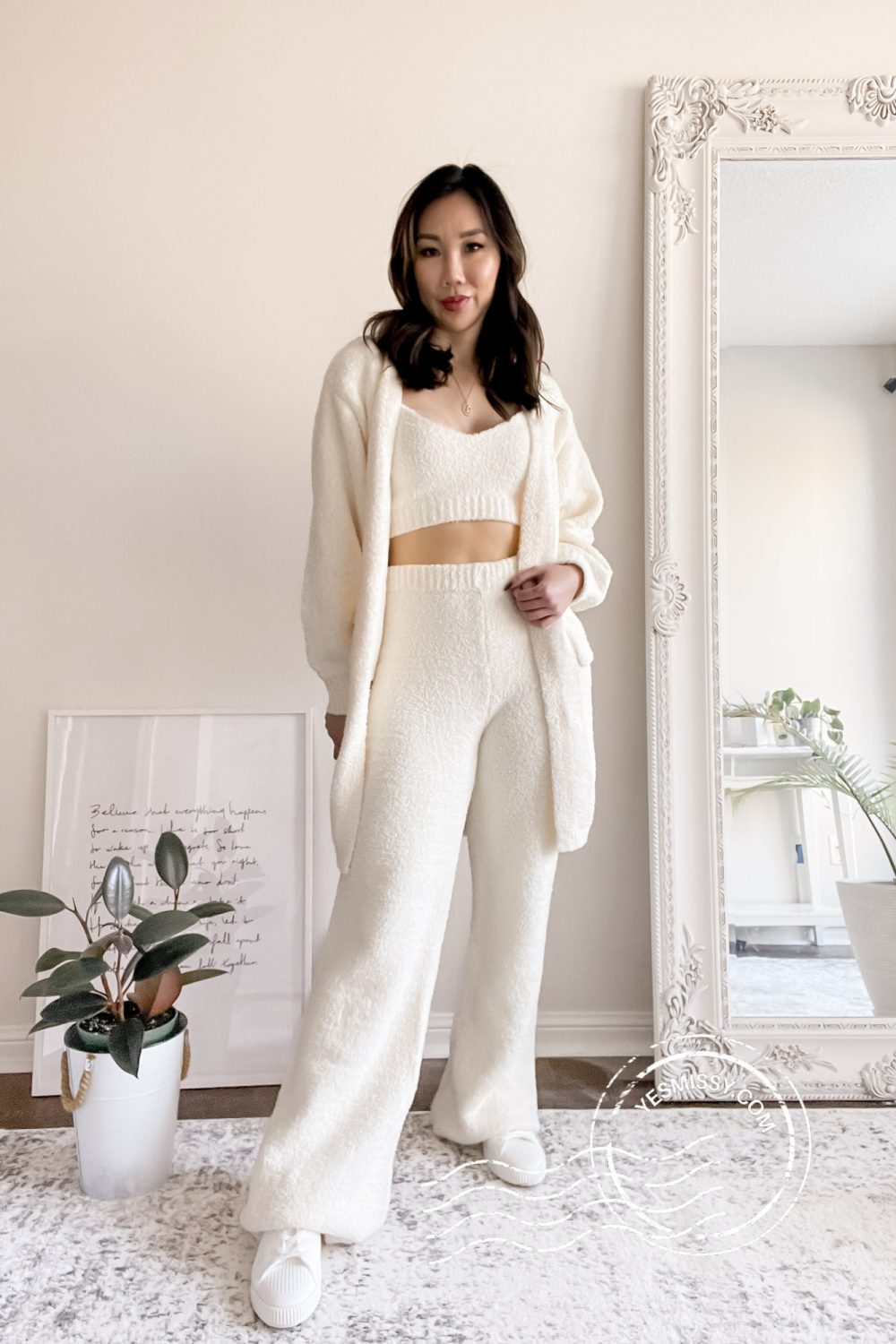 cropped cardigan wide leg pants outfit ideas YESMISSY - YesMissy