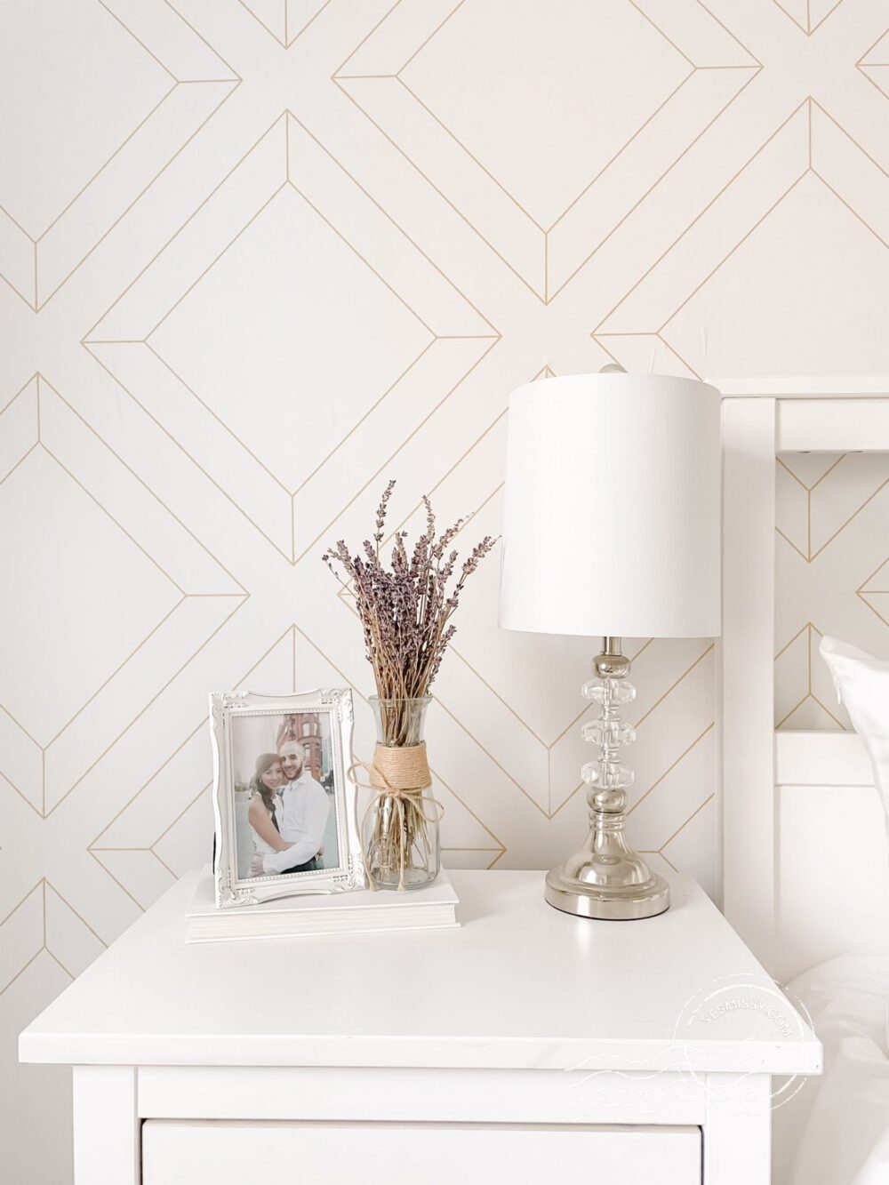 Bedroom Reveal: DIY Wallpaper Accent Wall - YesMissy