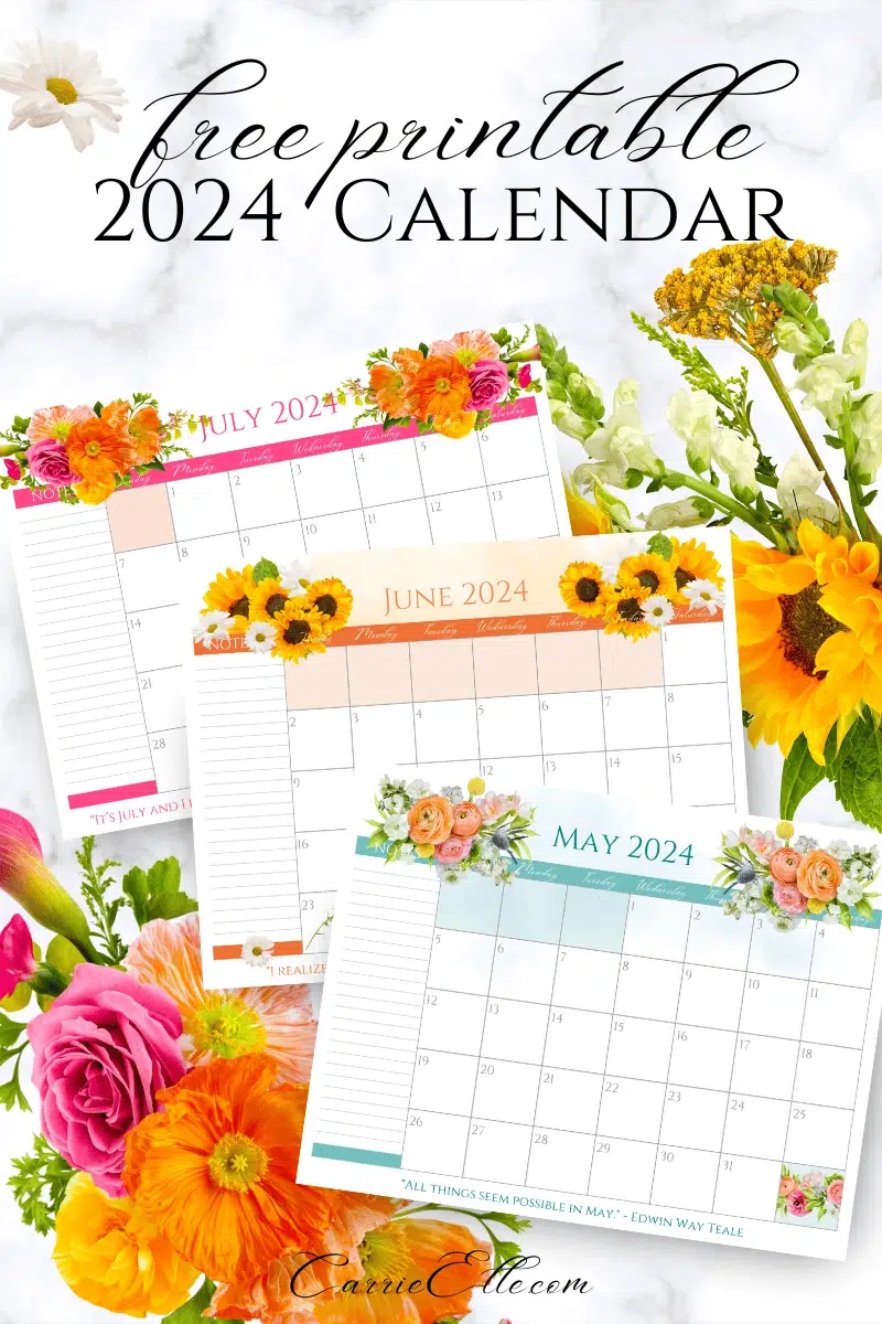 Cute Floral Printable Calendar - just download and print