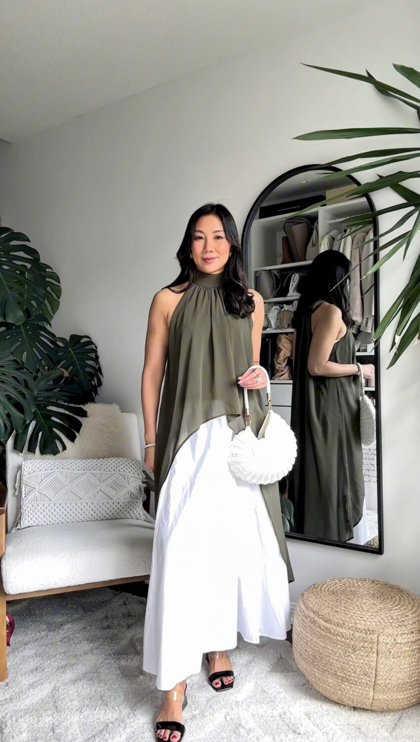Flowy sheer tank top and white maxi skirt - elevated summer OOTD
