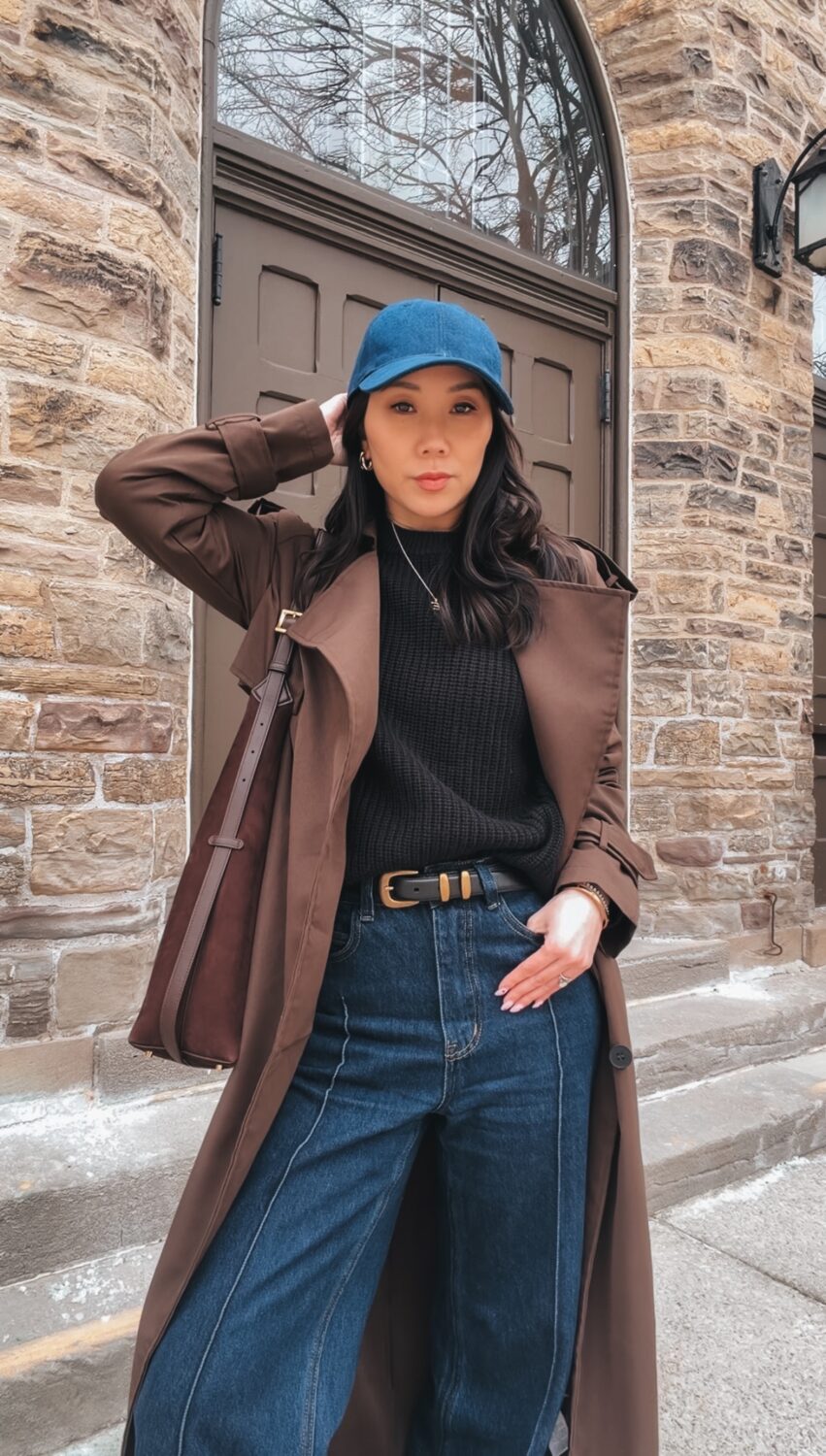 YesMissy Spring capsule wardrobe essentials - trench coat and dark denim